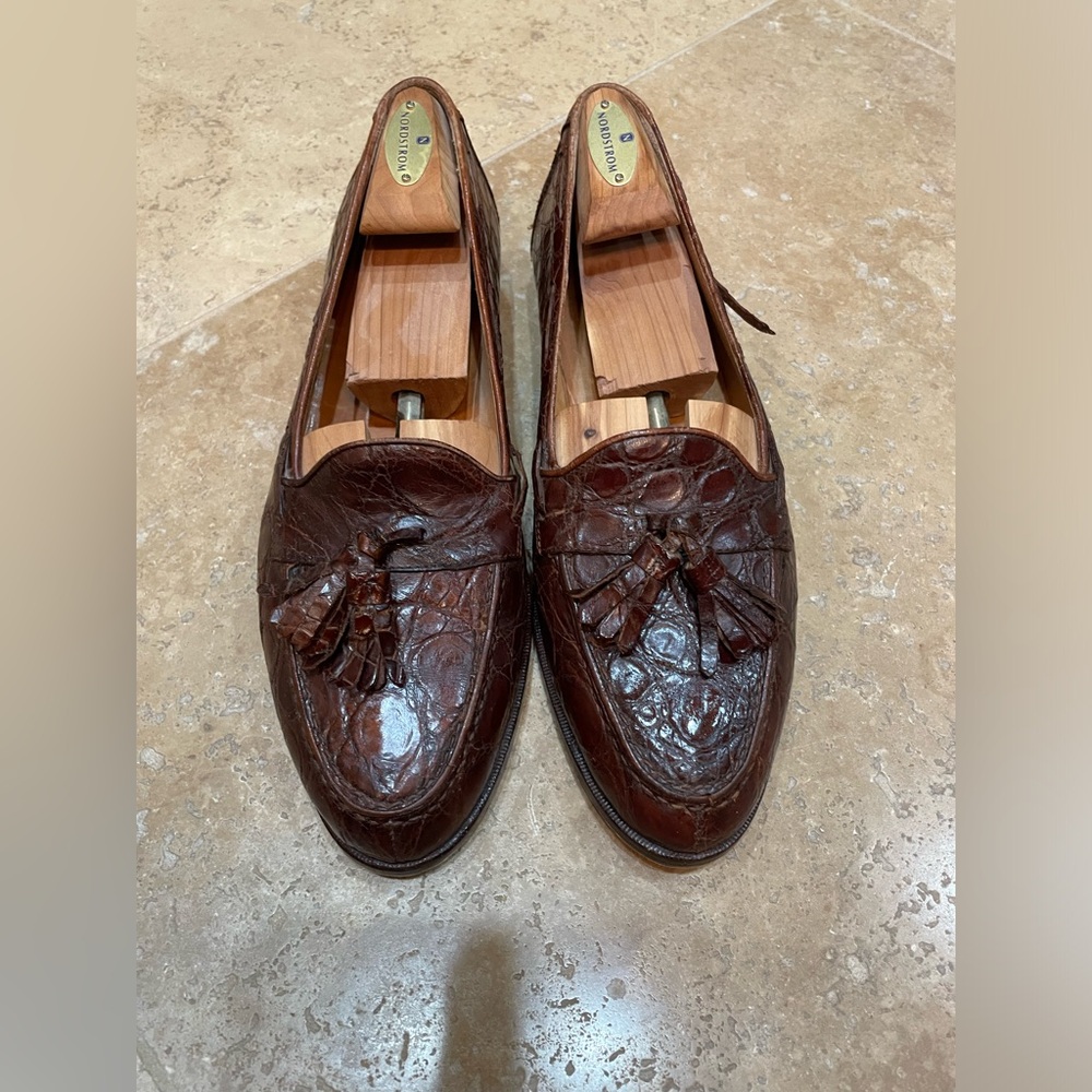 Men’s Polo Ralph Lauren Brown Tassel Crocodile Loafers